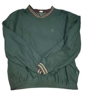 Haggar Golf Pullover Jacket Size L Green Nylon Windbreaker